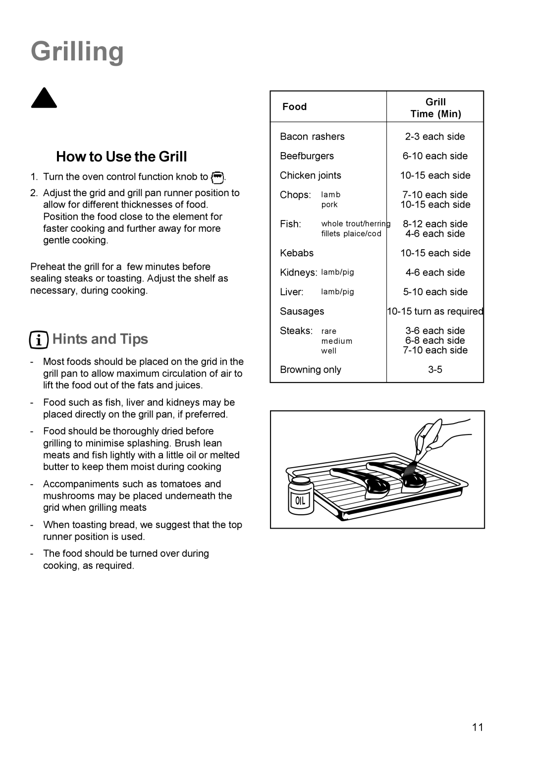 Electrolux EK 5741 manual Grilling, How to Use the Grill 