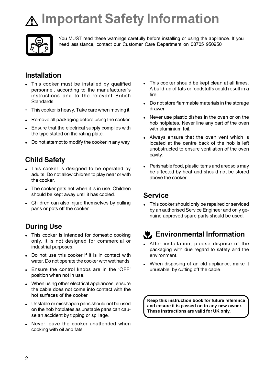 Electrolux EK 5741 manual Important Safety Information 