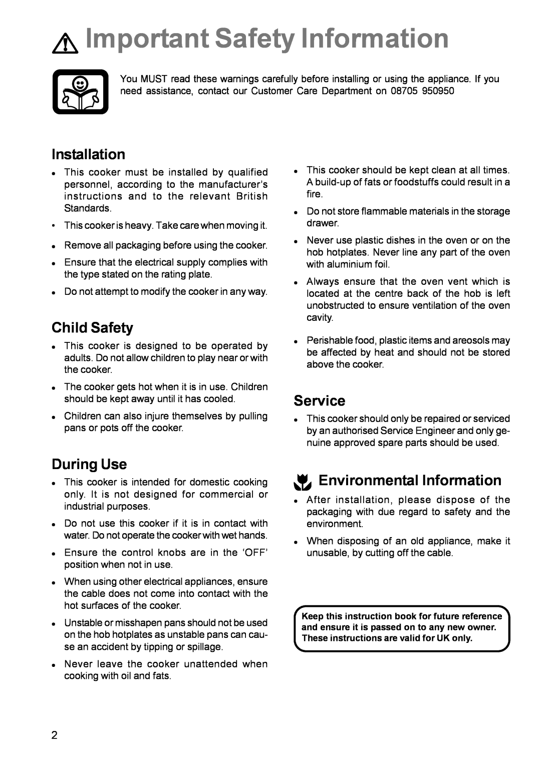 Electrolux EK 5741 manual Important Safety Information, Installation, Child Safety, Service, During Use 
