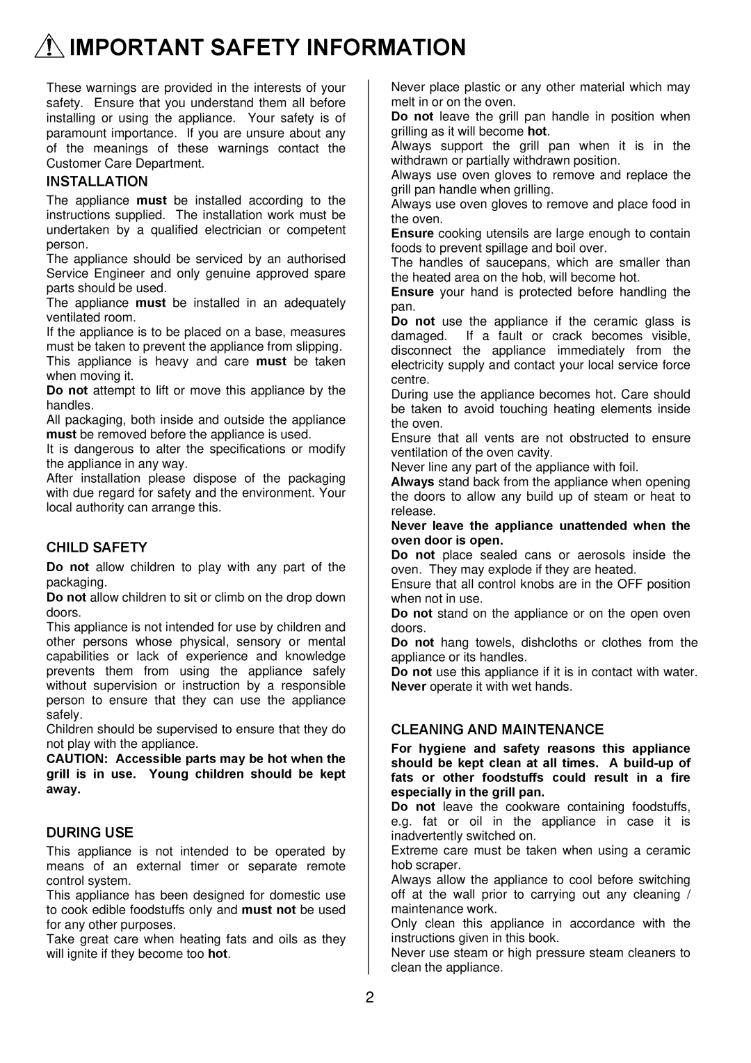 Electrolux EKC5545, EKC5544 user manual Important Safety Information, Installation 