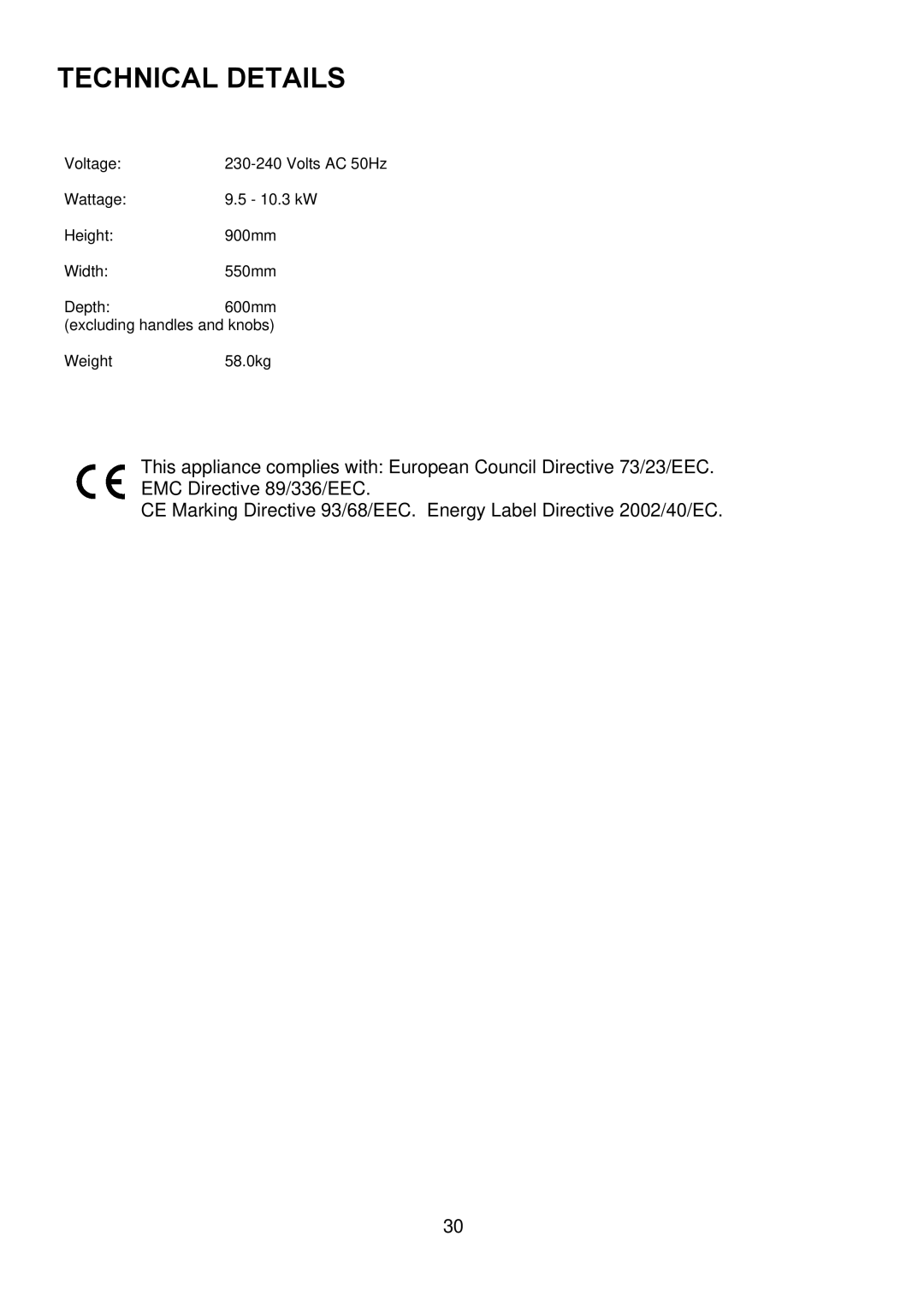 Electrolux EKC5545, EKC5544 user manual Technical Details 