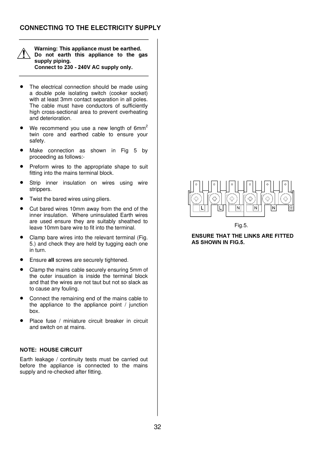 Electrolux EKC5545, EKC5544 user manual Connecting to the Electricity Supply, Connect to 230 240V AC supply only 