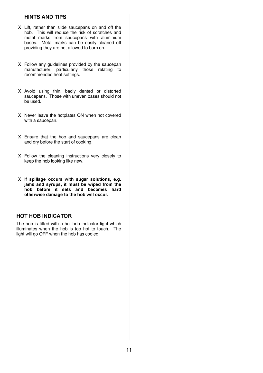 Electrolux EKC6044, EKC6045 manual Hints and Tips, HOT HOB Indicator 