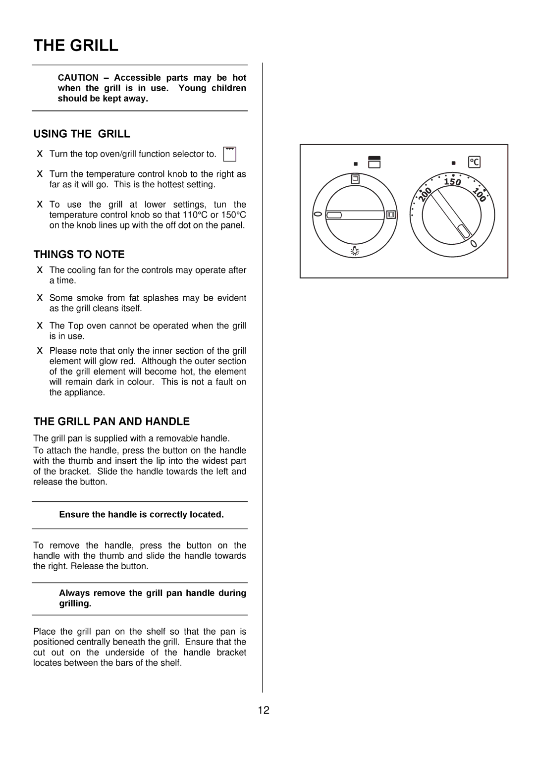 Electrolux EKC6045, EKC6044 manual Using the Grill, Grill PAN and Handle, Ensure the handle is correctly located 