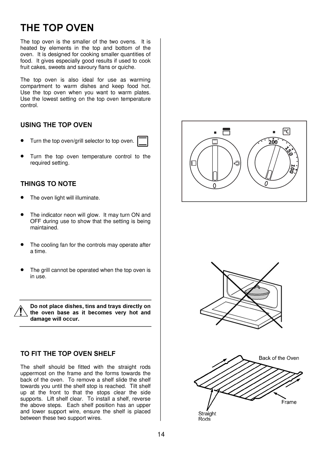 Electrolux EKC6045, EKC6044 manual Using the TOP Oven, To FIT the TOP Oven Shelf 