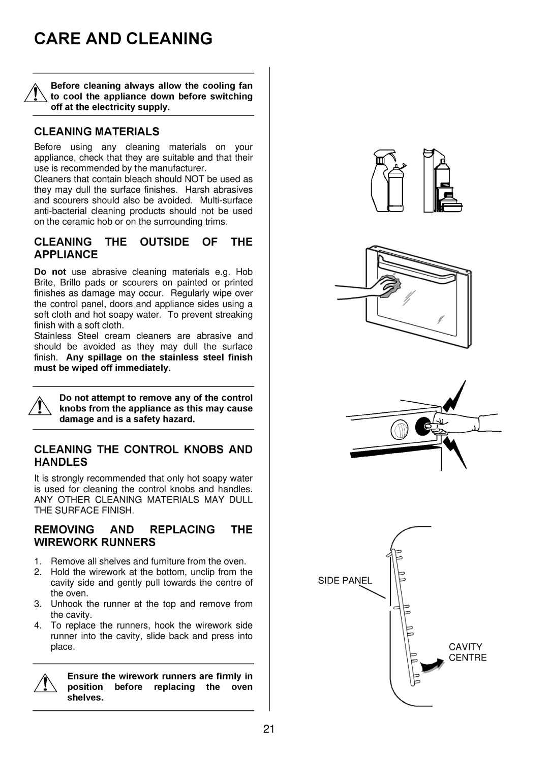 Electrolux EKC6044, EKC6045 manual Care and Cleaning, Cleaning Materials, Cleaning the Outside of the Appliance 