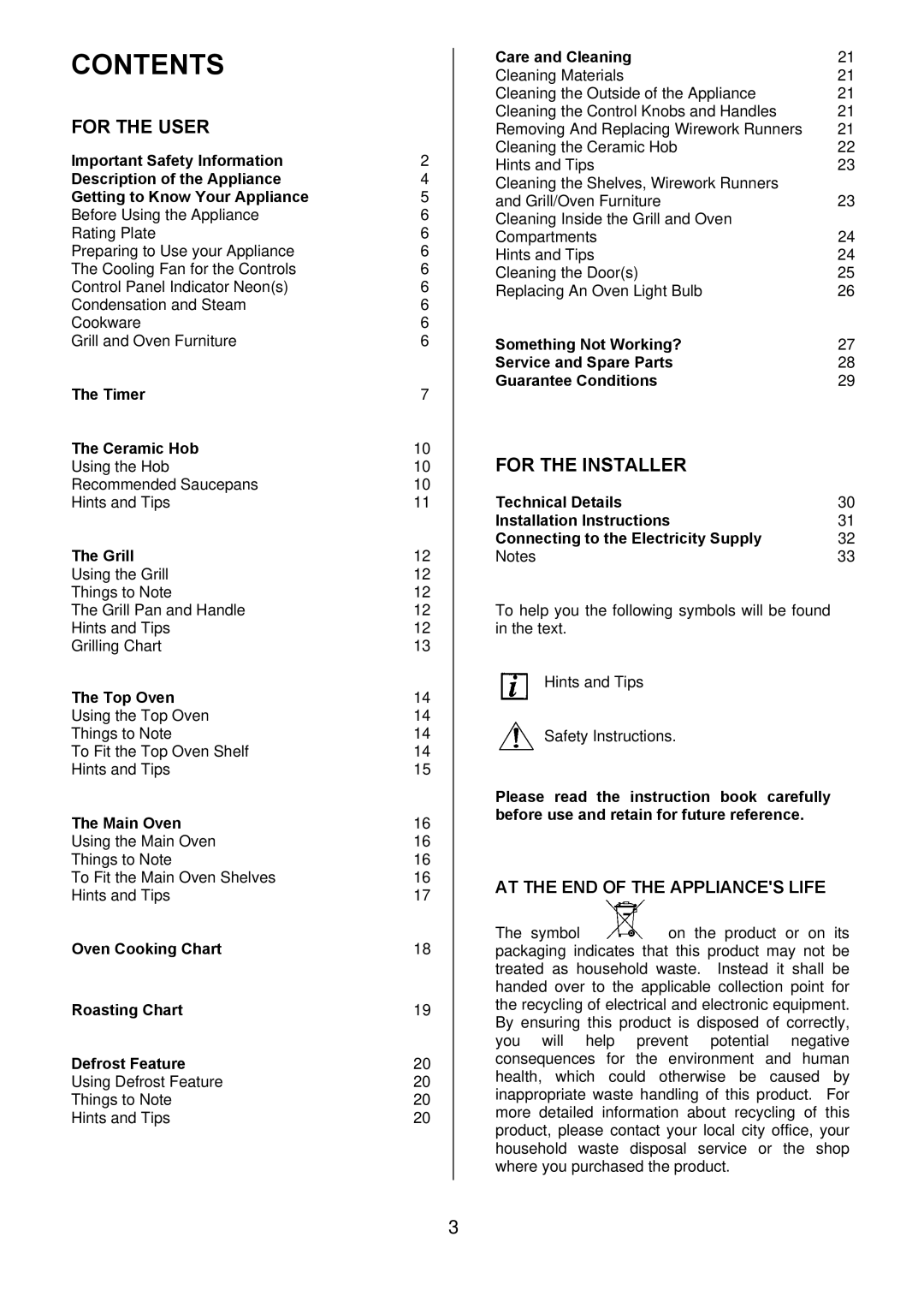 Electrolux EKC6044, EKC6045 manual Contents 