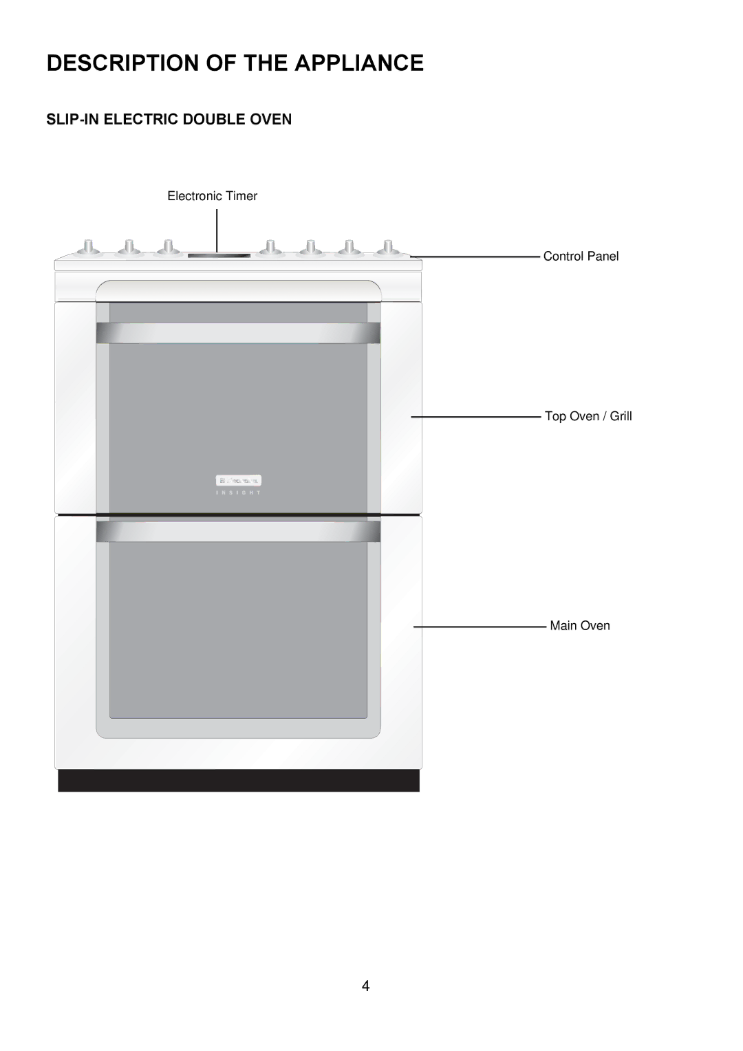 Electrolux EKC6045, EKC6044 manual Description of the Appliance, SLIP-IN Electric Double Oven 