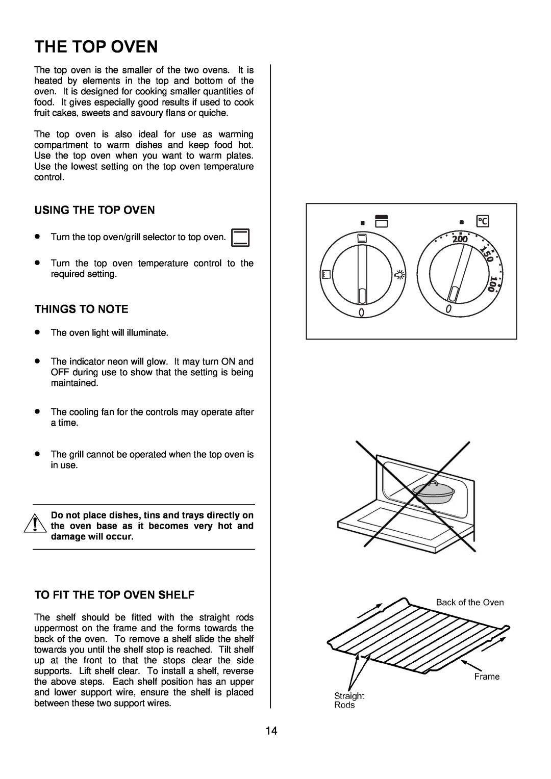 Electrolux EKC6045, EKC6044 manual Using The Top Oven, To Fit The Top Oven Shelf, Things To Note 