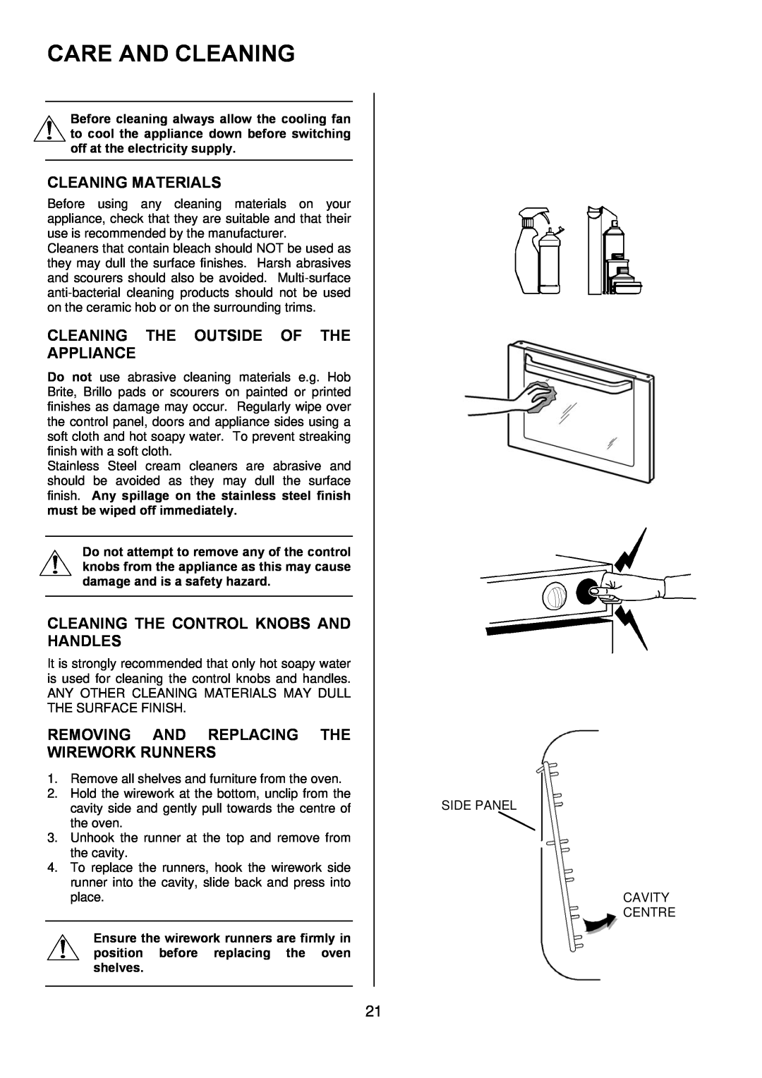 Electrolux EKC6044, EKC6045 manual Care And Cleaning, Cleaning Materials, Cleaning The Outside Of The Appliance 