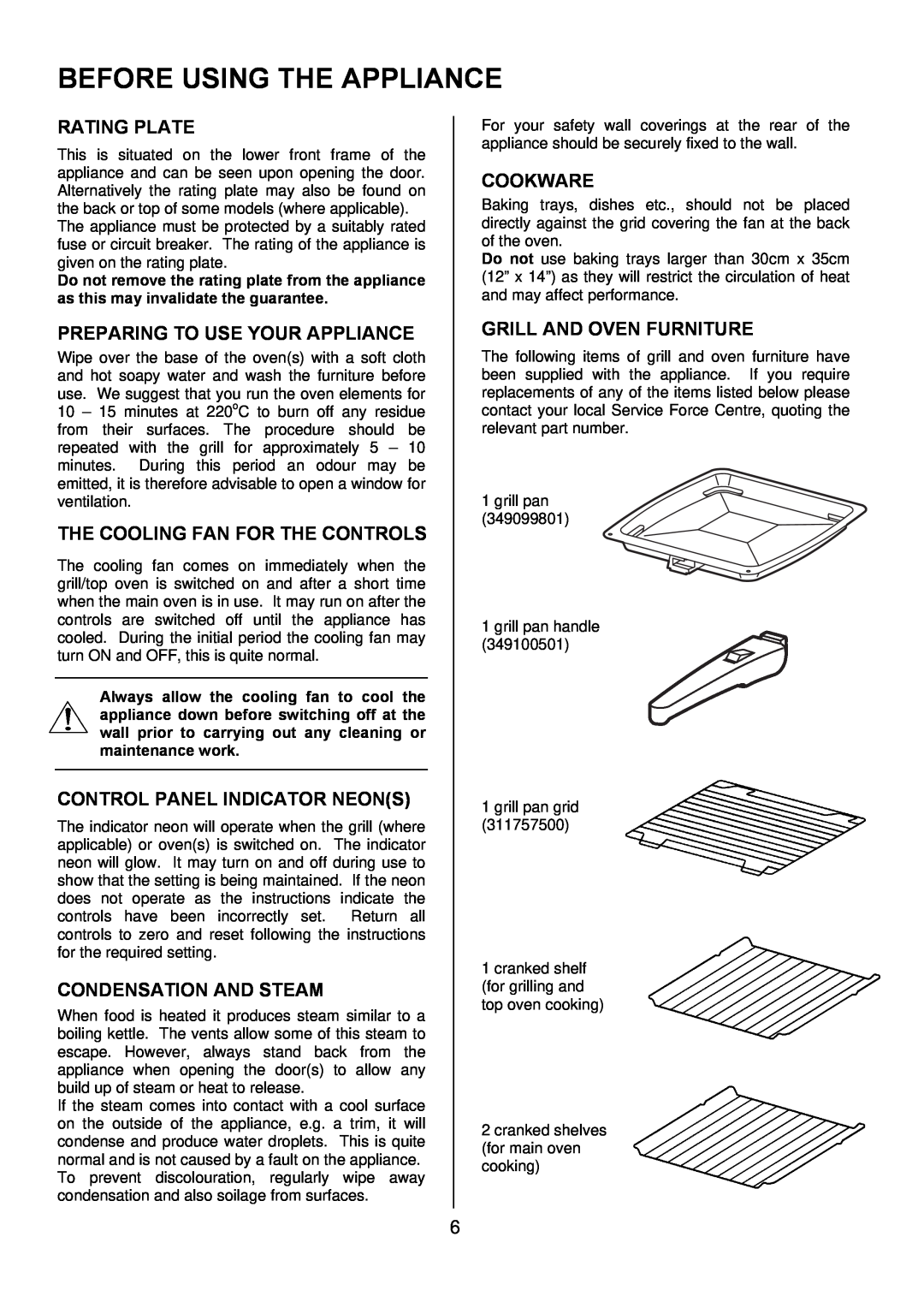 Electrolux EKC6045 manual Before Using The Appliance, Rating Plate, Preparing To Use Your Appliance, Condensation And Steam 