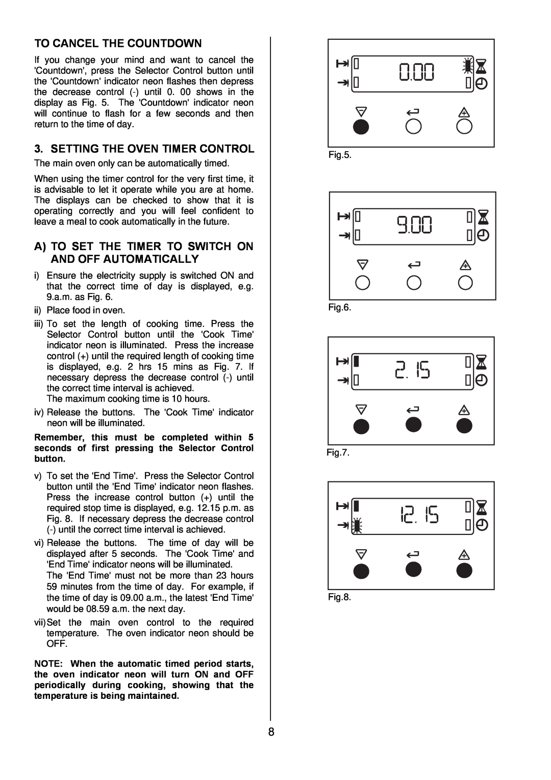 Electrolux EKC6045, EKC6044 manual To Cancel The Countdown, Setting The Oven Timer Control 