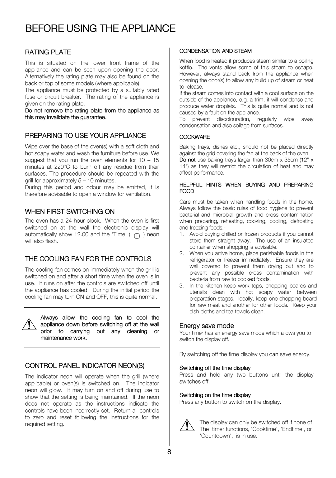 Electrolux EKC6046, EKC6047 user manual Before Using the Appliance 