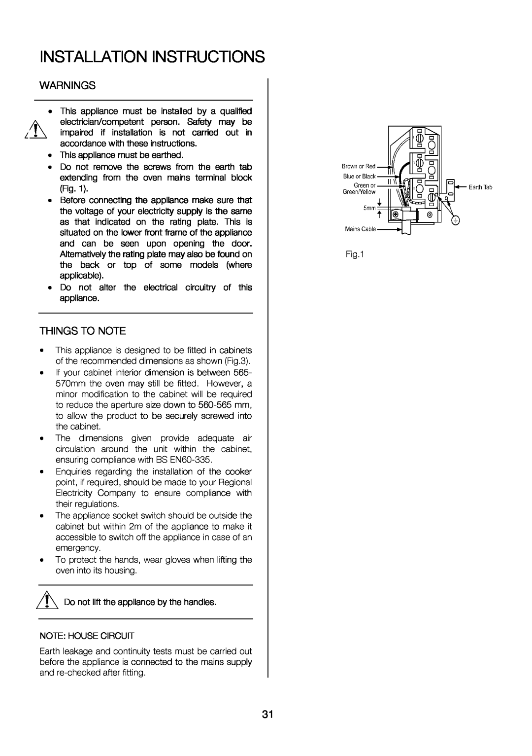 Electrolux EKC6047 Warnings, Installation Instructions, screws opening, THINGSDonotTO.NOTEheelectricalcircuitryofthis 