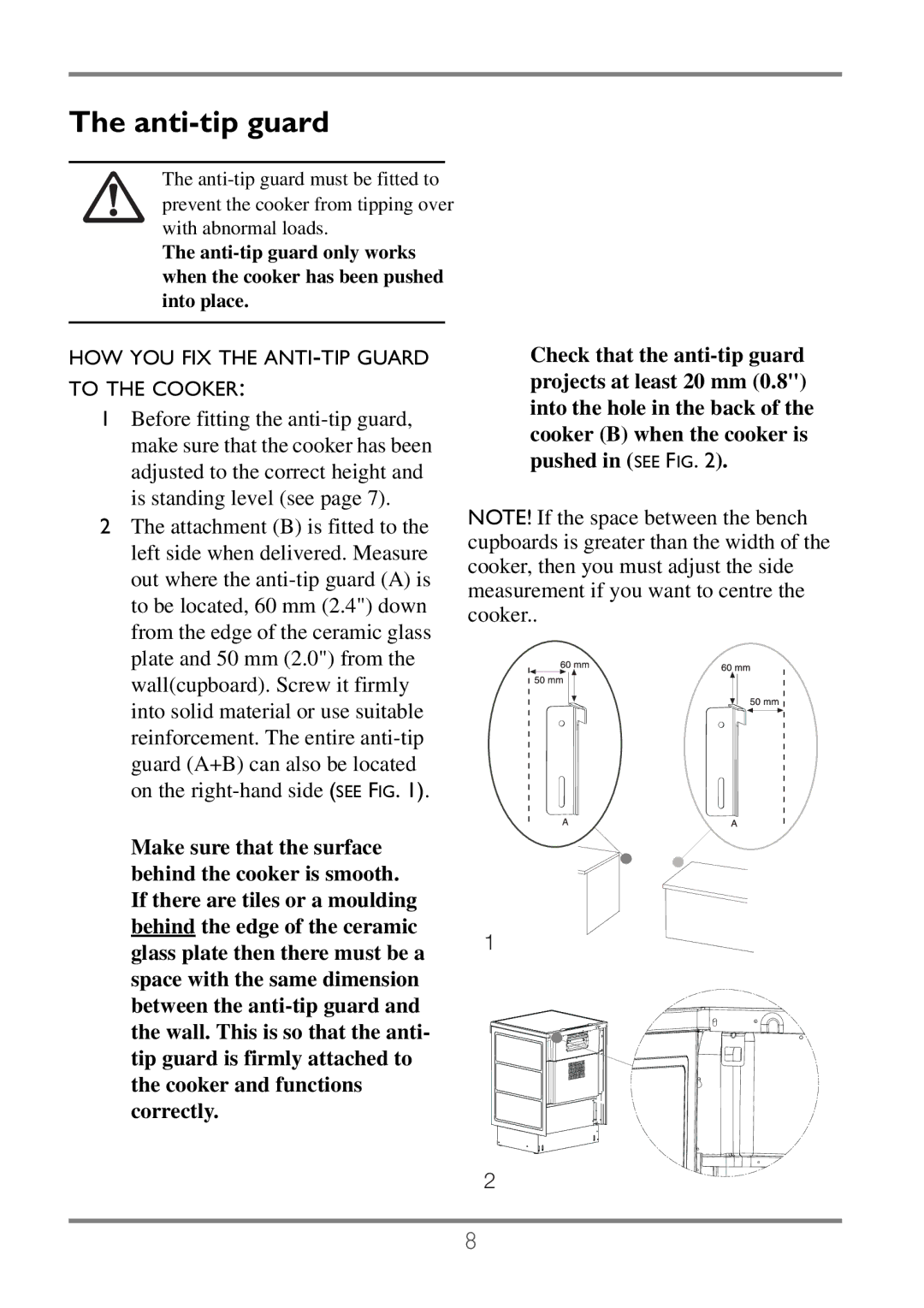 Electrolux EKC60752 user manual Anti-tip guard, HOW YOU FIX the ANTI-TIP Guard To the Cooker 