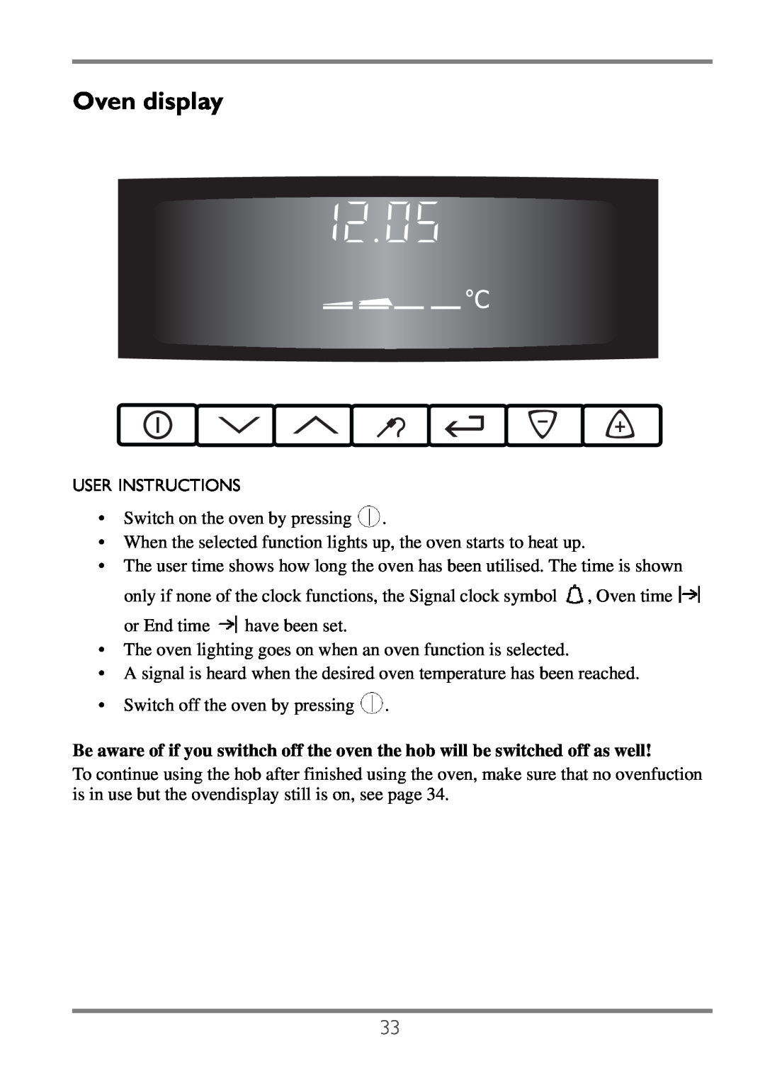 Electrolux EKC60752 user manual Oven display 