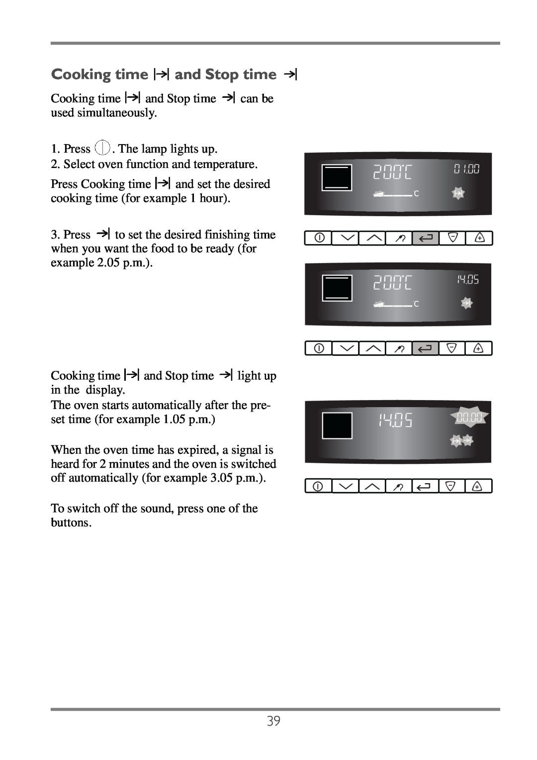 Electrolux EKC60752 user manual Cooking time and Stop time 