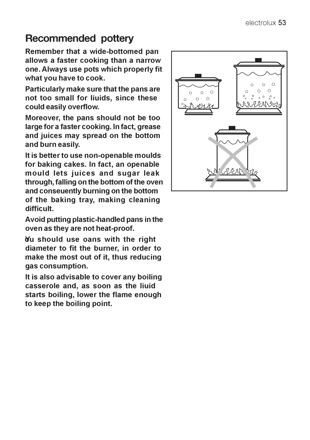 Electrolux EKG 60111 user manual Recommended pottery 