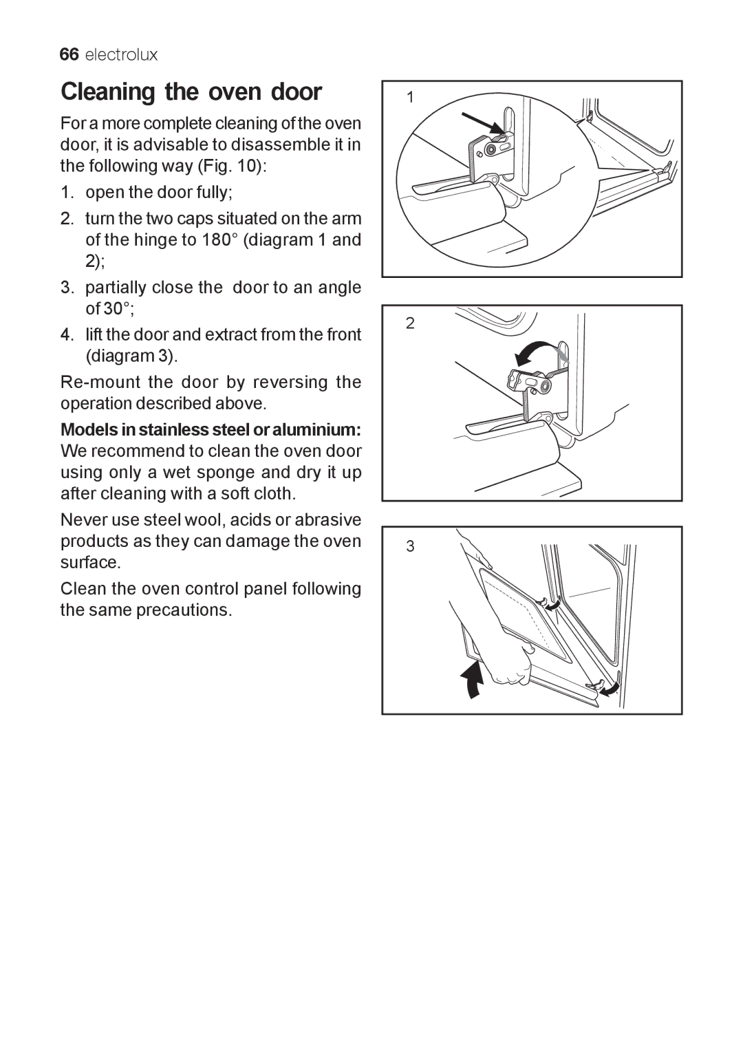 Electrolux EKG 60111 user manual Cleaning the oven door 