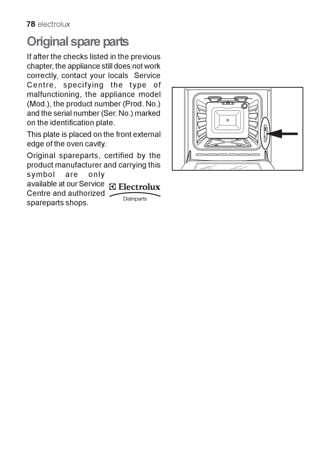 Electrolux EKG 60111 user manual Original spare parts 