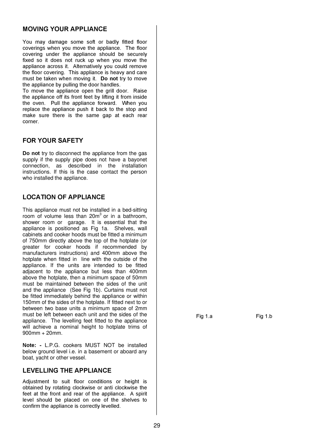 Electrolux EKG5046, EKG5047 manual Moving Your Appliance, For Your Safety, Location of Appliance, Levelling the Appliance 