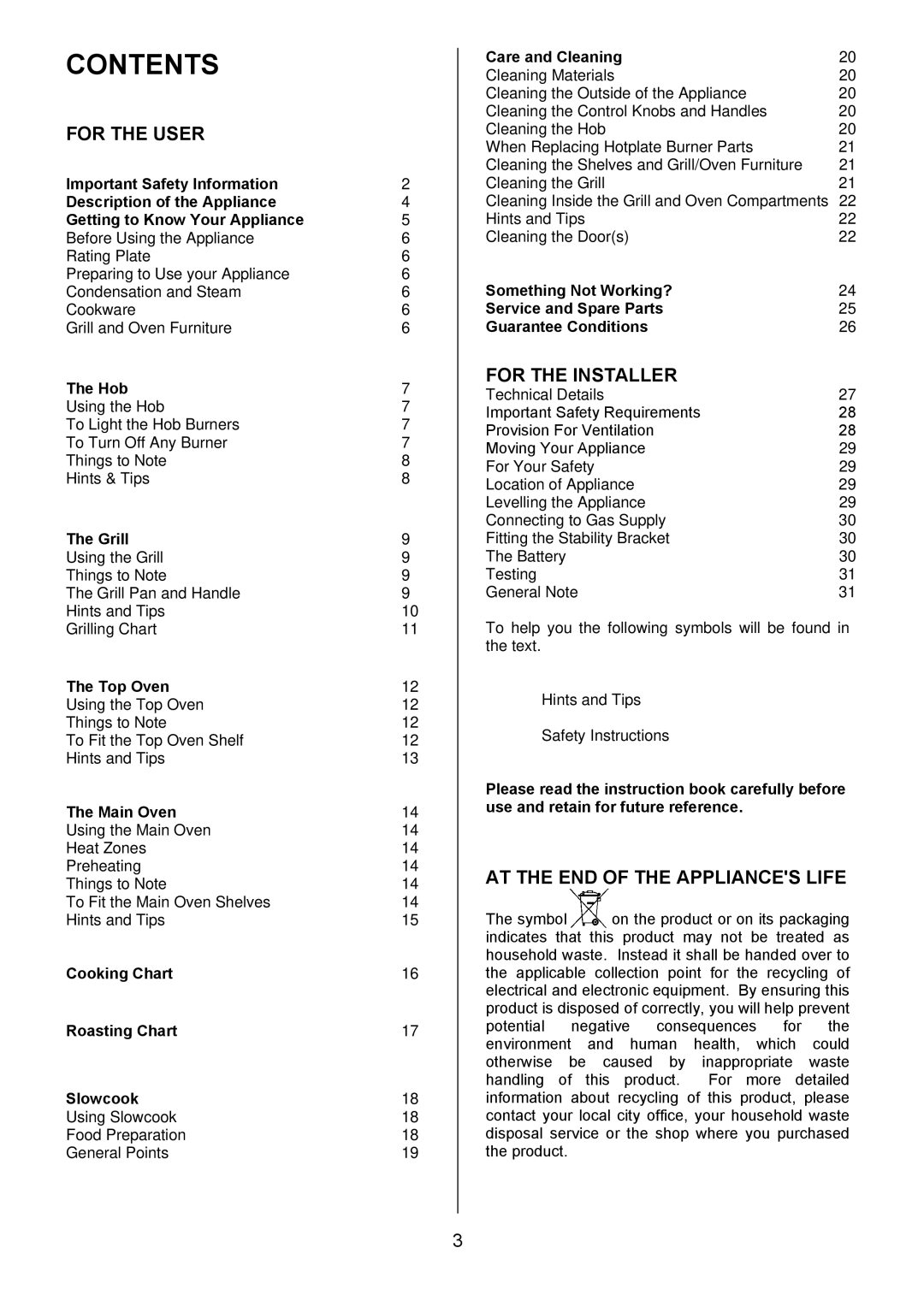 Electrolux EKG5046, EKG5047 manual Contents 