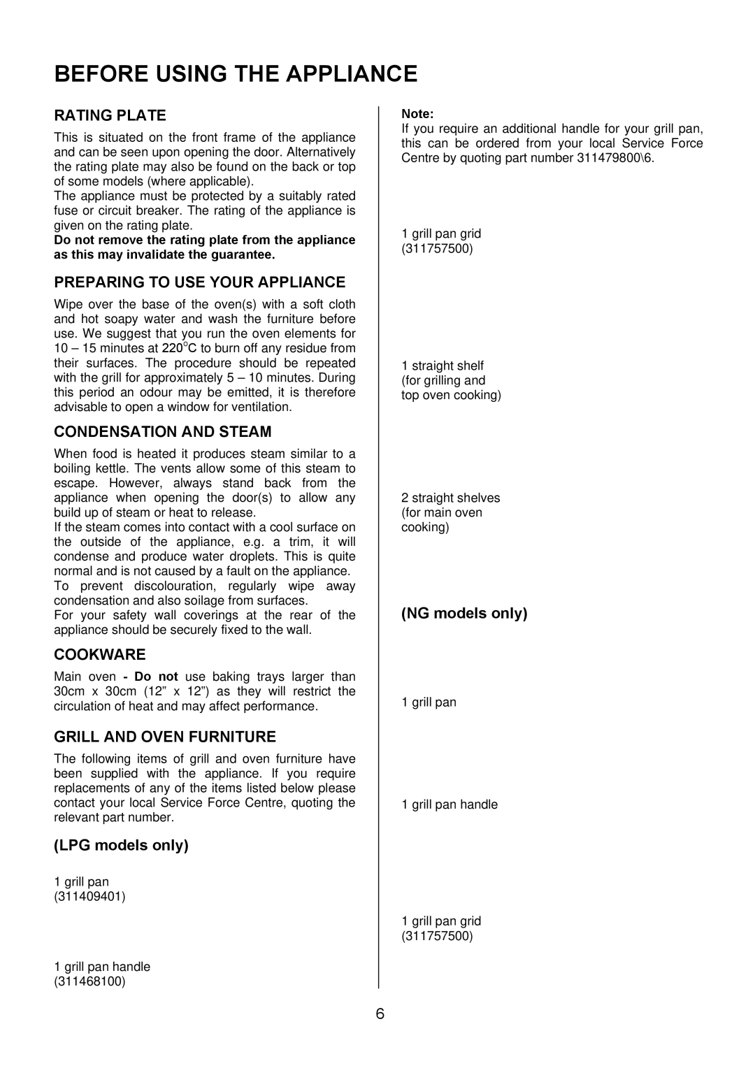 Electrolux EKG5047, EKG5046 manual Before Using the Appliance 