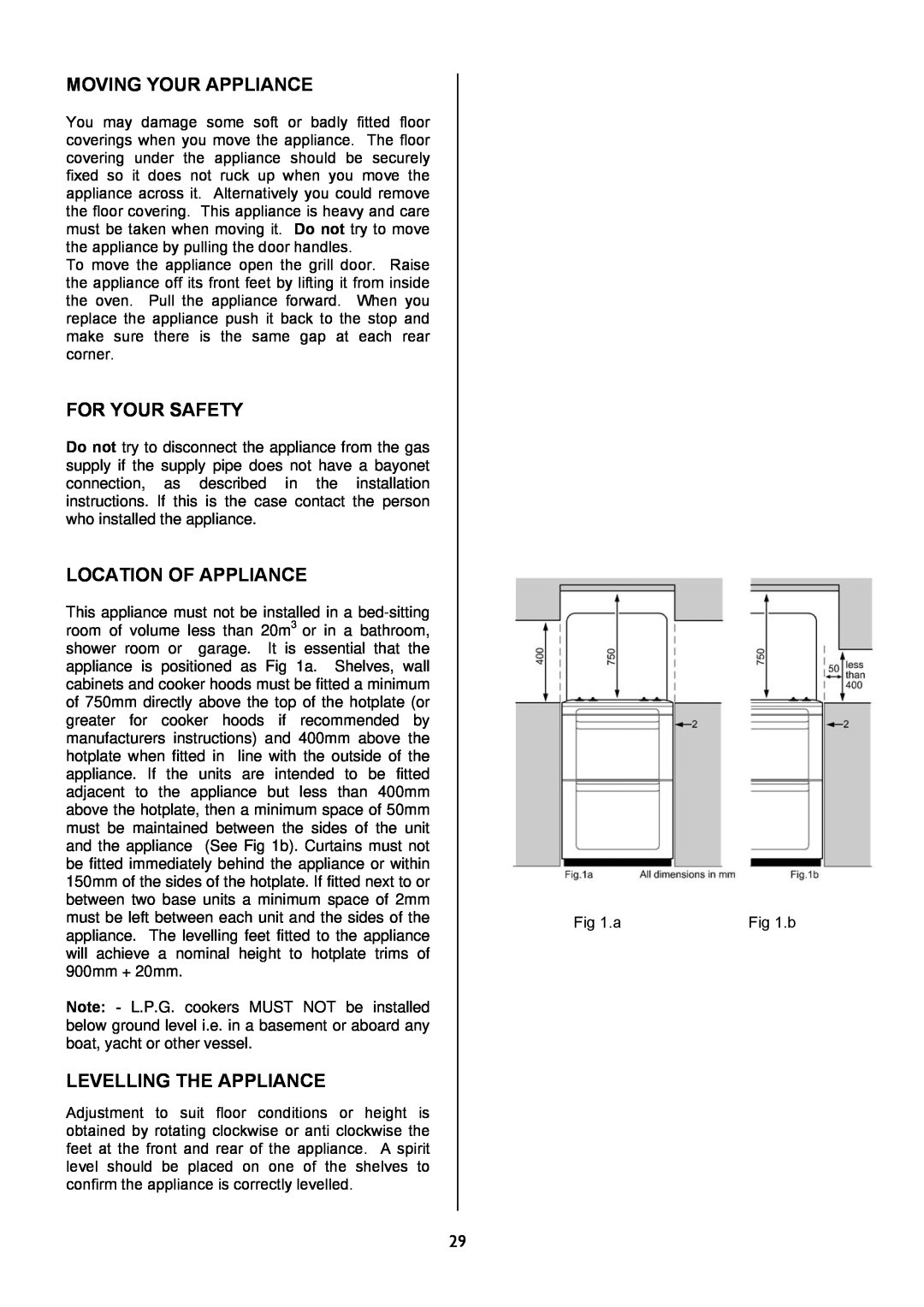 Electrolux EKG5046, EKG5047 manual Moving Your Appliance, For Your Safety, Location Of Appliance, Levelling The Appliance 