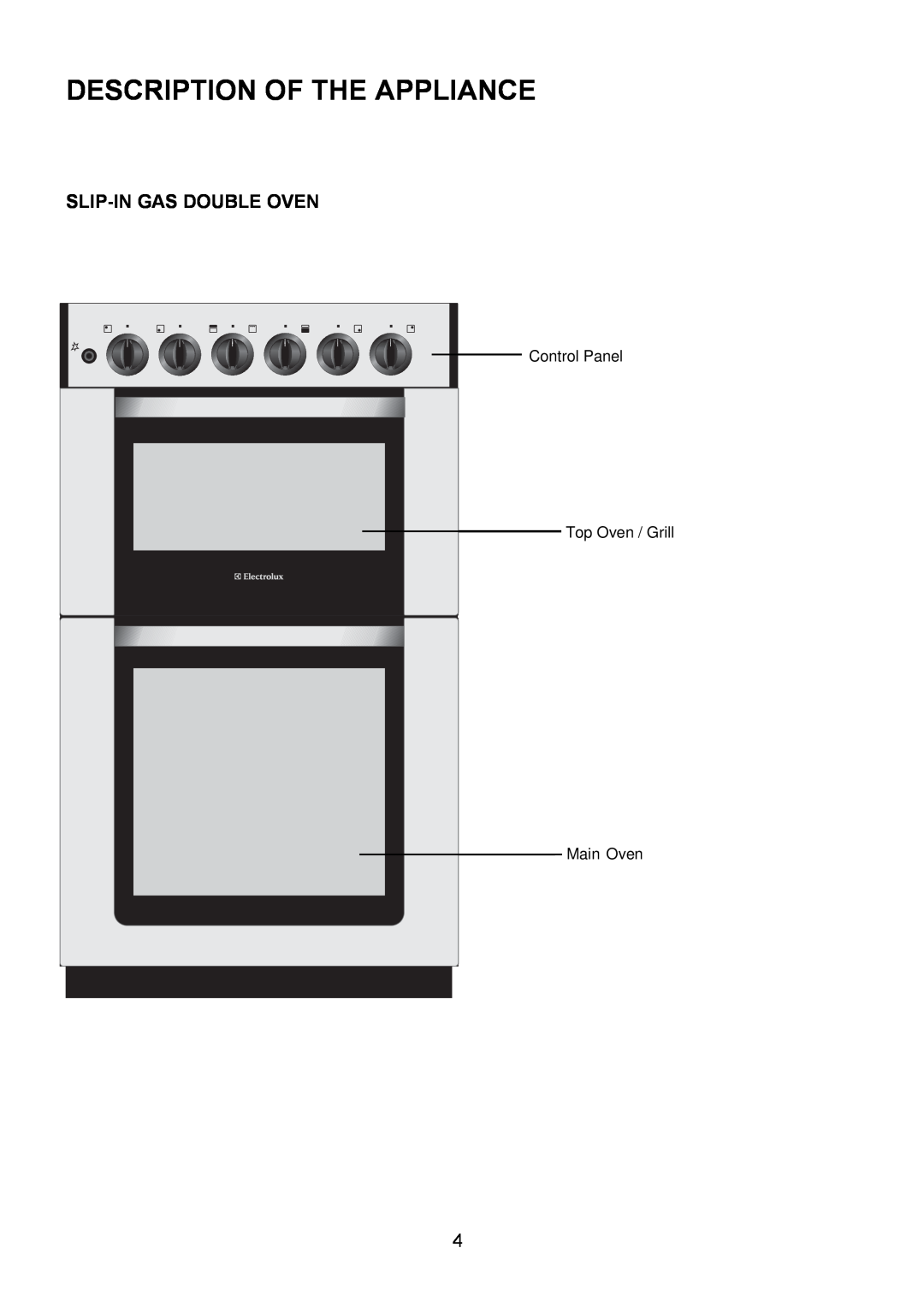 Electrolux EKG5047, EKG5046 manual Description Of The Appliance, Slip-Ingas Double Oven 