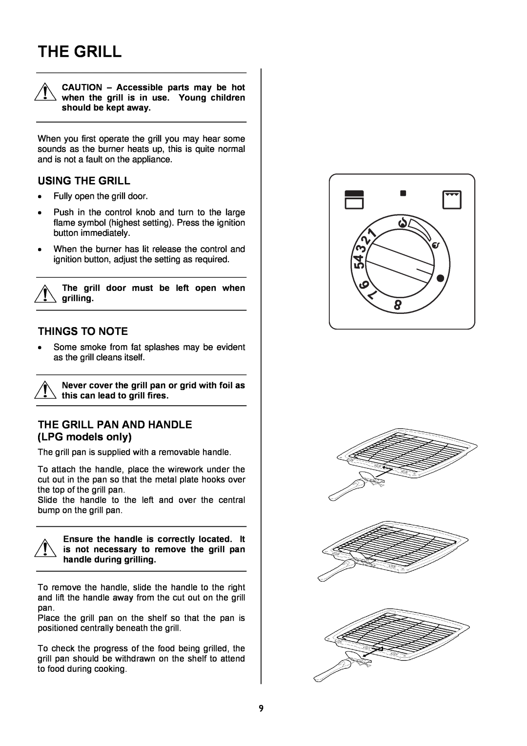 Electrolux EKG5046, EKG5047 manual Using The Grill, THE GRILL PAN AND HANDLE LPG models only, Things To Note 
