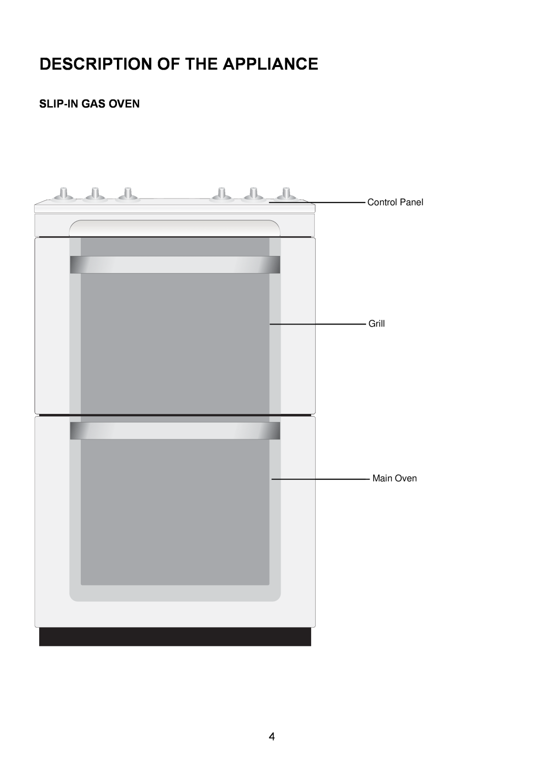 Electrolux EKG5543, EKG5542 manual Description Of The Appliance, Slip-In Gas Oven 