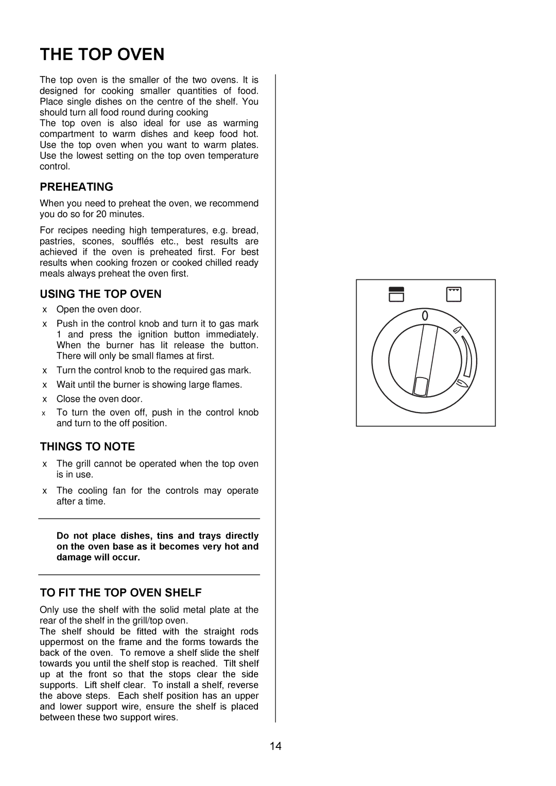 Electrolux EKG5546, EKG5547 user manual Preheating, Using the TOP Oven, To FIT the TOP Oven Shelf 