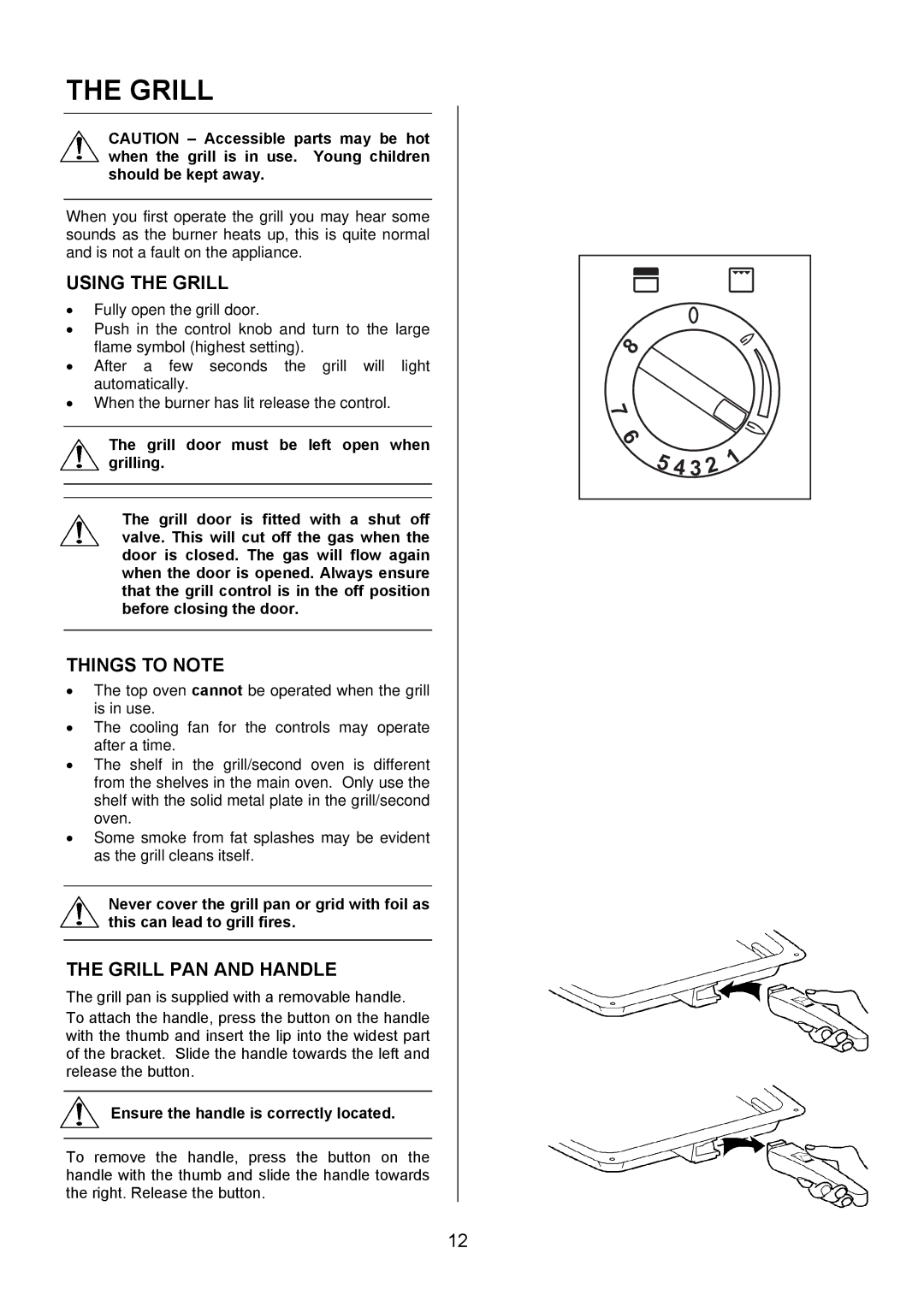 Electrolux EKG6046/EKG6047 manual Using the Grill, Grill PAN and Handle, Ensure the handle is correctly located 