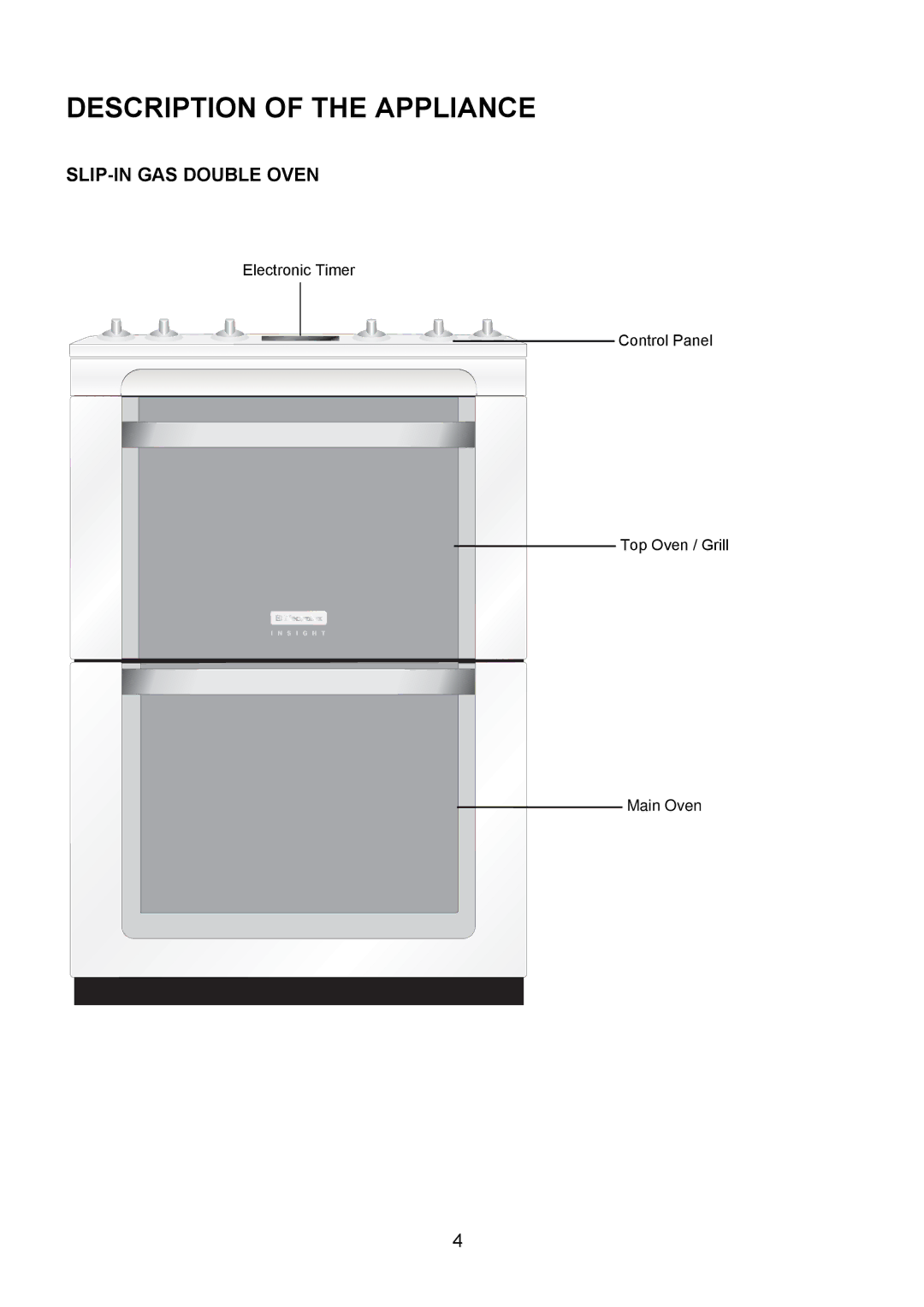 Electrolux EKG6046/EKG6047 manual Description of the Appliance, SLIP-IN GAS Double Oven 