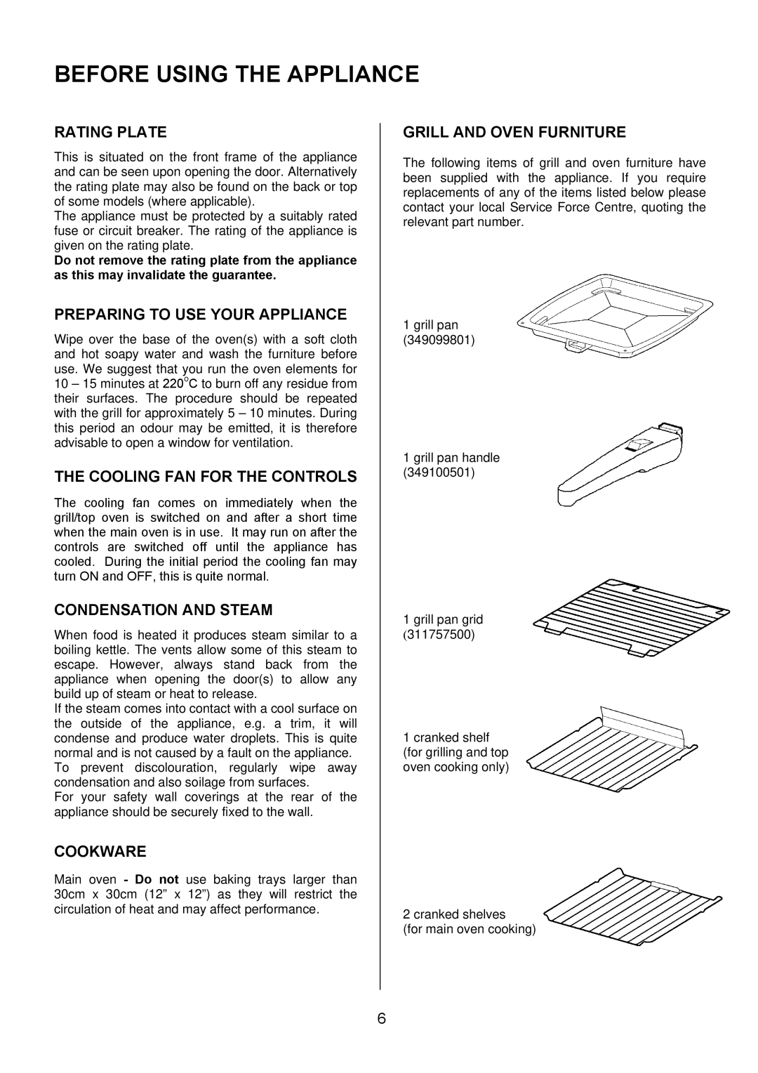 Electrolux EKG6046/EKG6047 manual Before Using the Appliance 