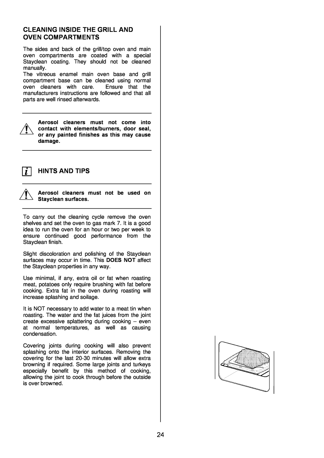 Electrolux EKG6046/EKG6047 manual Cleaning Inside The Grill And Oven Compartments, Hints And Tips 