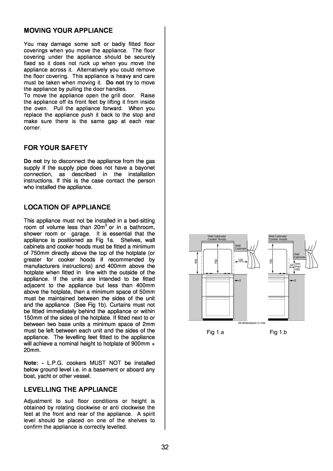 Electrolux EKG6046/EKG6047 manual Moving Your Appliance, For Your Safety, Location Of Appliance, Levelling The Appliance 