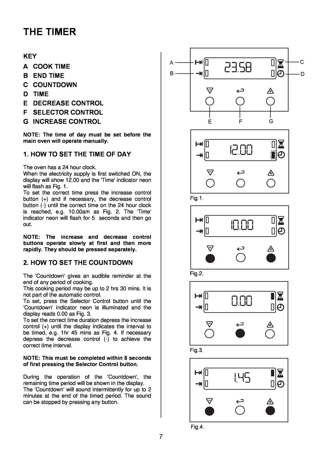 Electrolux EKG6046/EKG6047 manual The Timer, Key A Cook Time B End Time C Countdown D Time E Decrease Control 