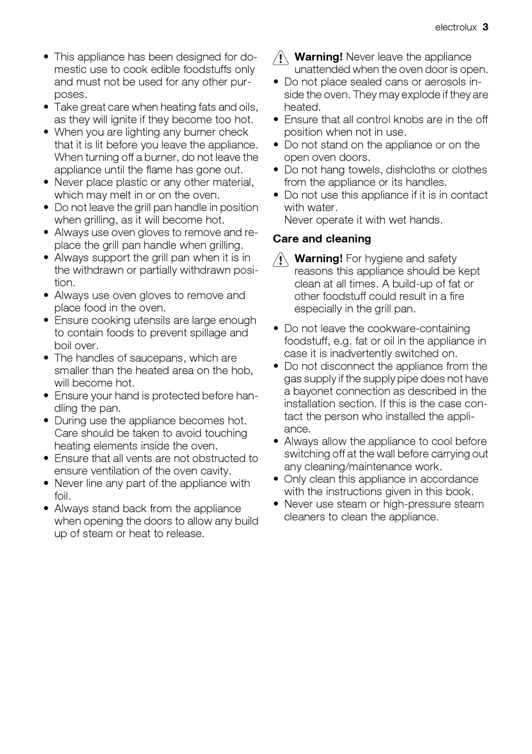 Electrolux EKG6046, EKG6047 user manual Care and cleaning 