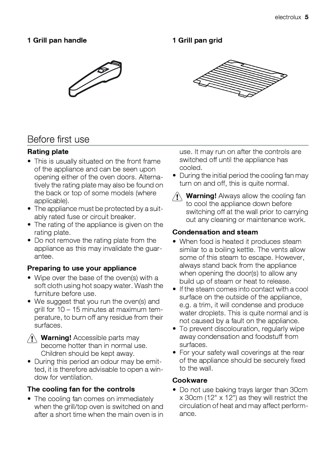 Electrolux EKG6046, EKG6047 user manual Before first use 