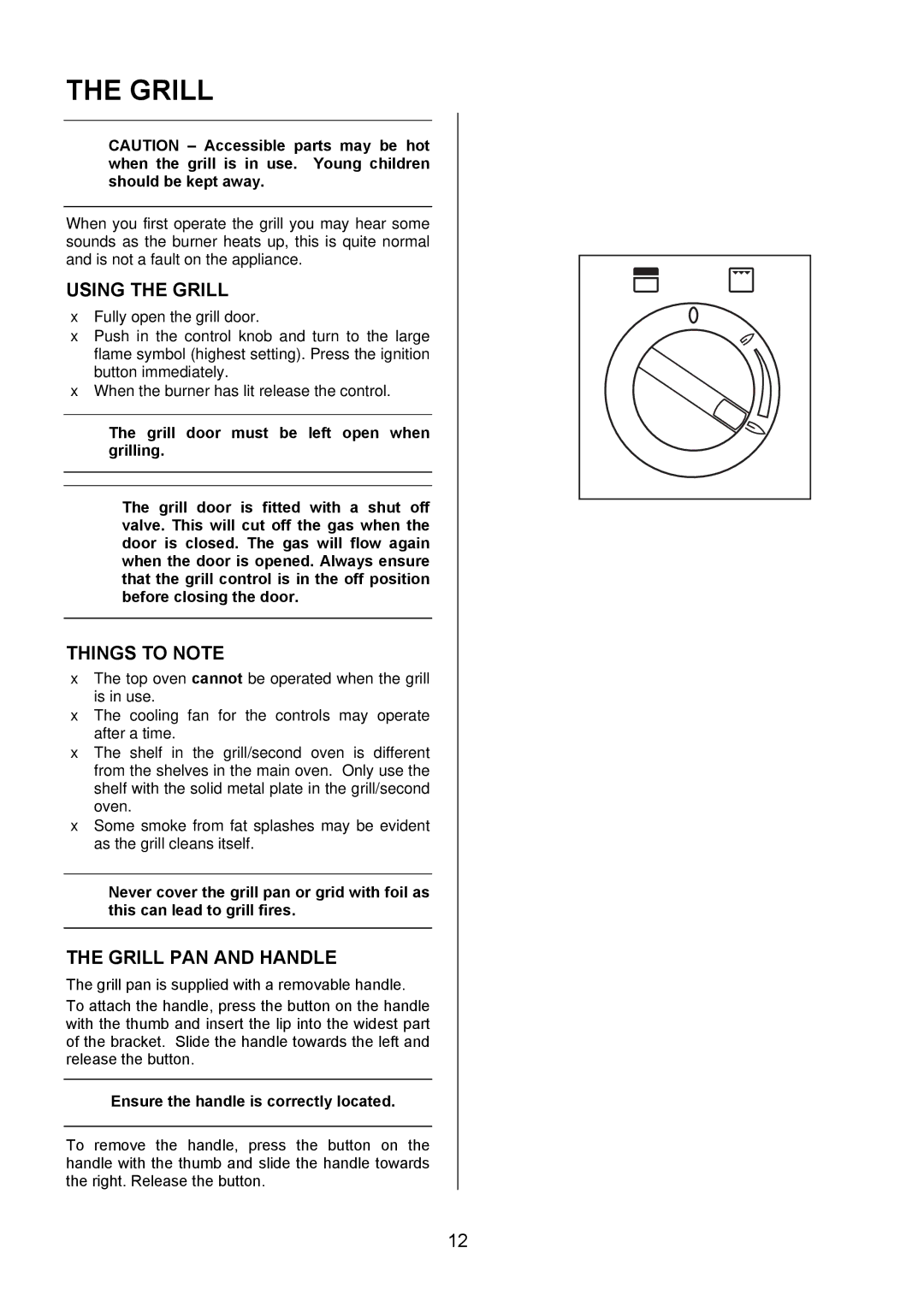 Electrolux EKG6049 user manual Using the Grill, Grill PAN and Handle, Ensure the handle is correctly located 