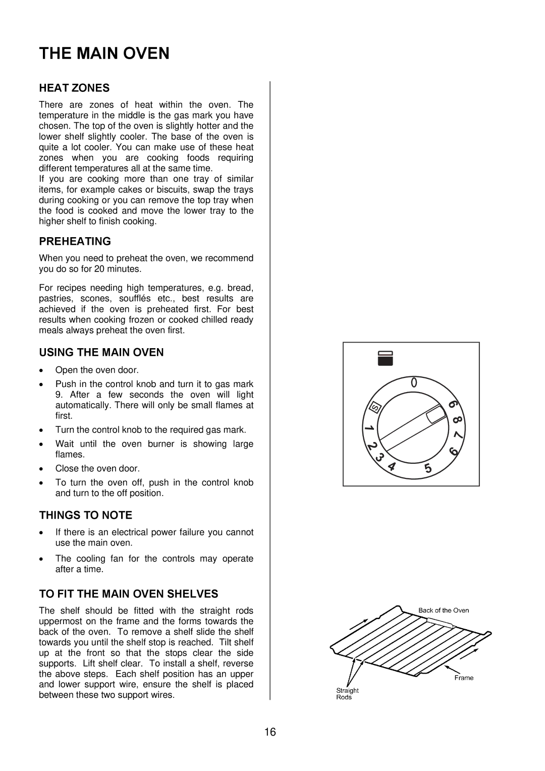 Electrolux EKG6049 user manual Heat Zones, Using the Main Oven, To FIT the Main Oven Shelves 