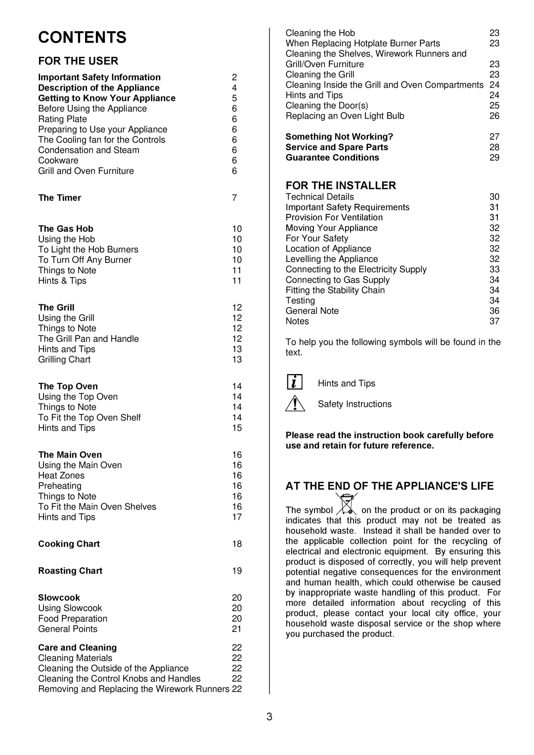 Electrolux EKG6049 user manual Contents 