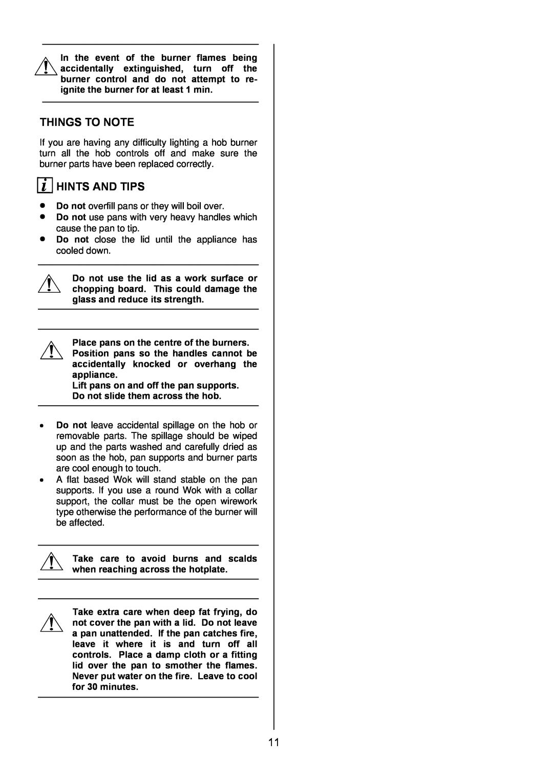 Electrolux EKG6049 user manual Things To Note, Hints And Tips 