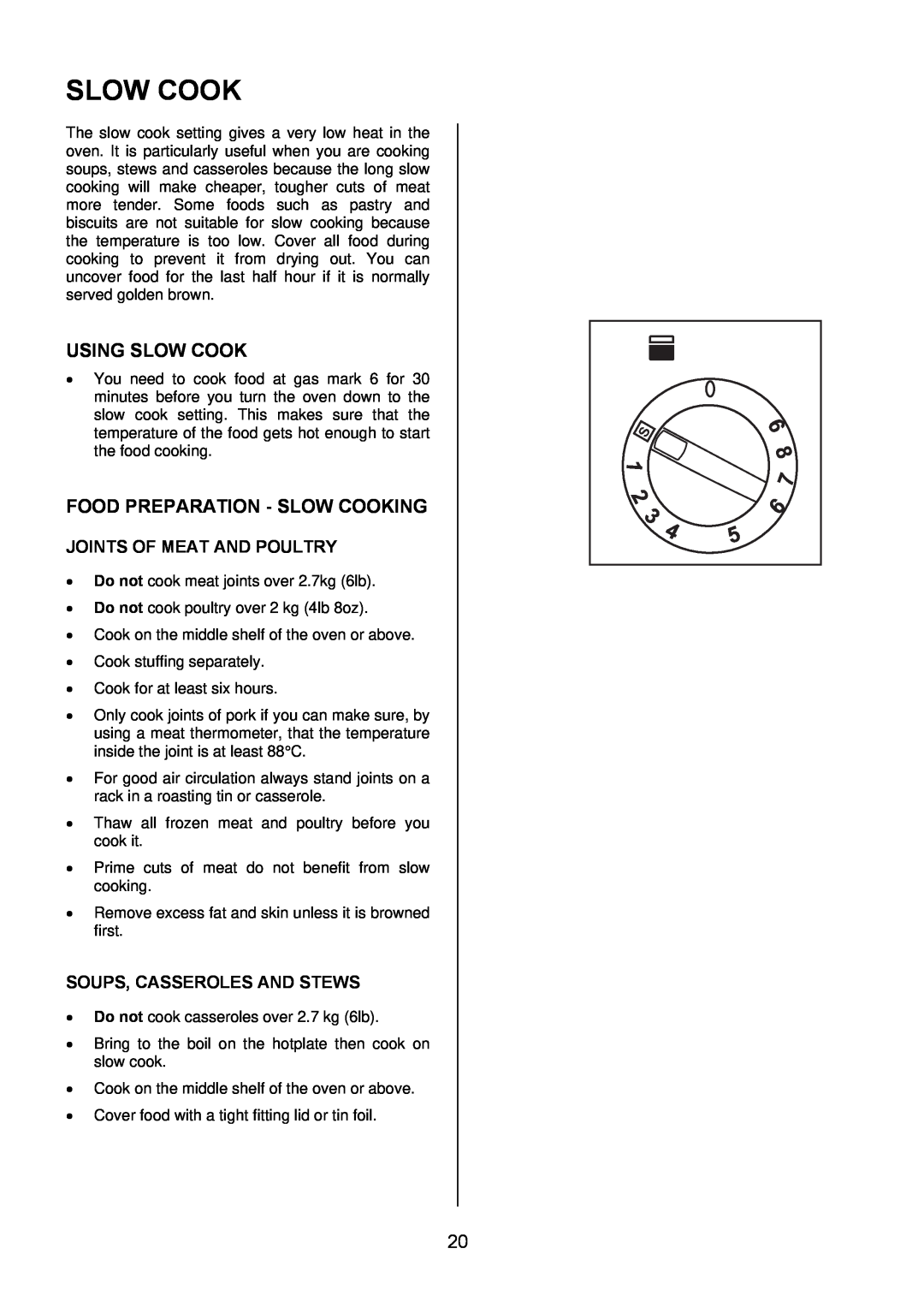 Electrolux EKG6049 user manual Using Slow Cook, Food Preparation - Slow Cooking, Joints Of Meat And Poultry 