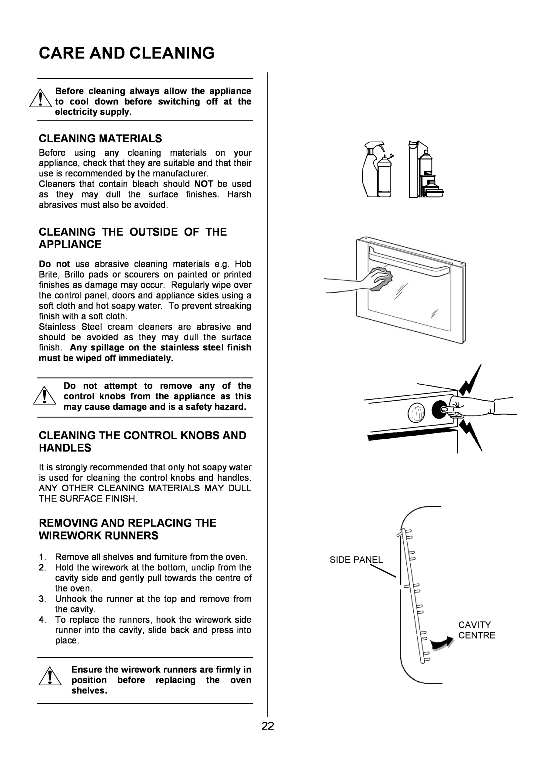 Electrolux EKG6049 user manual Care And Cleaning, Cleaning Materials, Cleaning The Outside Of The Appliance 