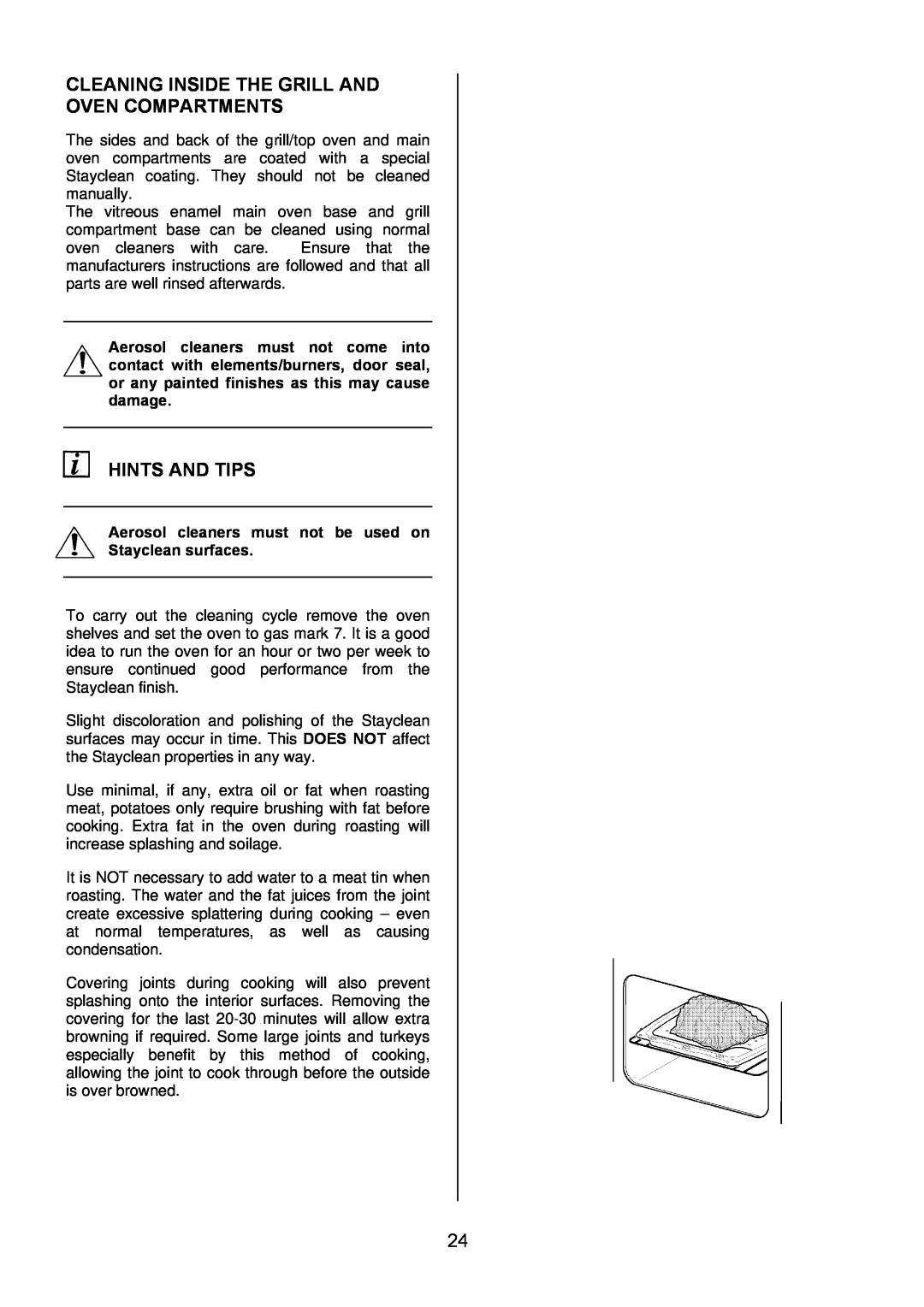 Electrolux EKG6049 user manual Cleaning Inside The Grill And Oven Compartments, Hints And Tips 