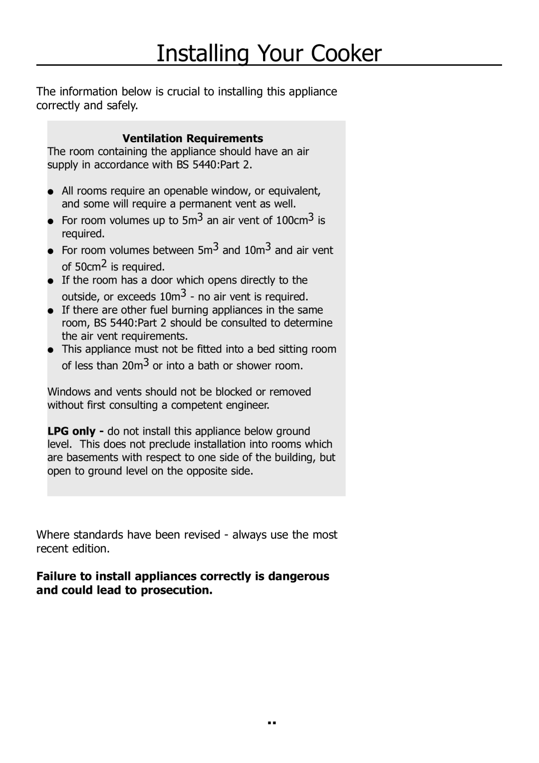 Electrolux EKM11340KN, EKM11340CN manual Ventilation Requirements 