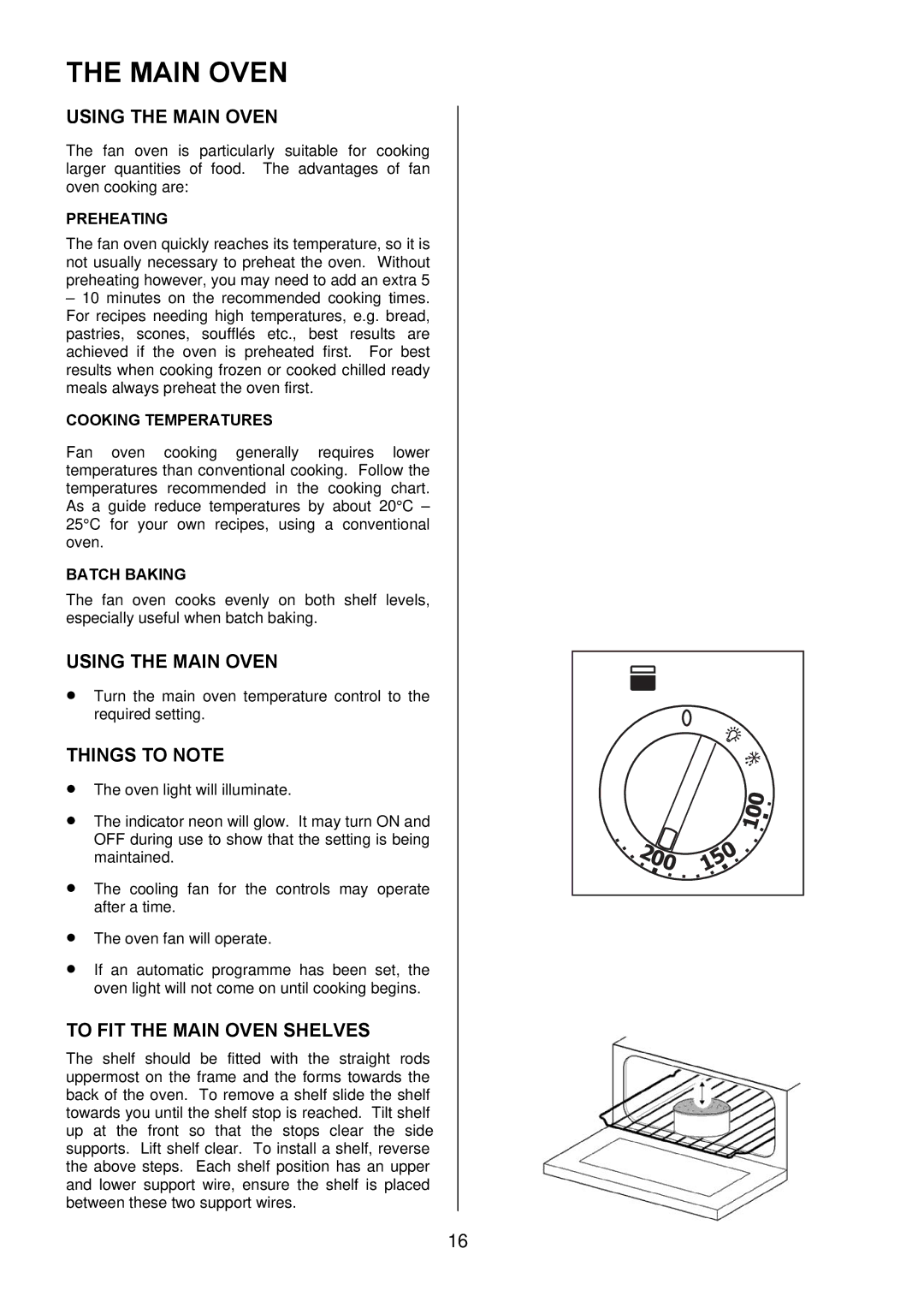 Electrolux EKM6044, EKM6045 user manual Using the Main Oven, To FIT the Main Oven Shelves 