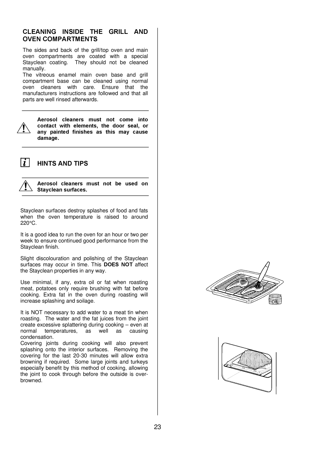 Electrolux EKM6045, EKM6044 user manual Cleaning Inside the Grill and Oven Compartments 